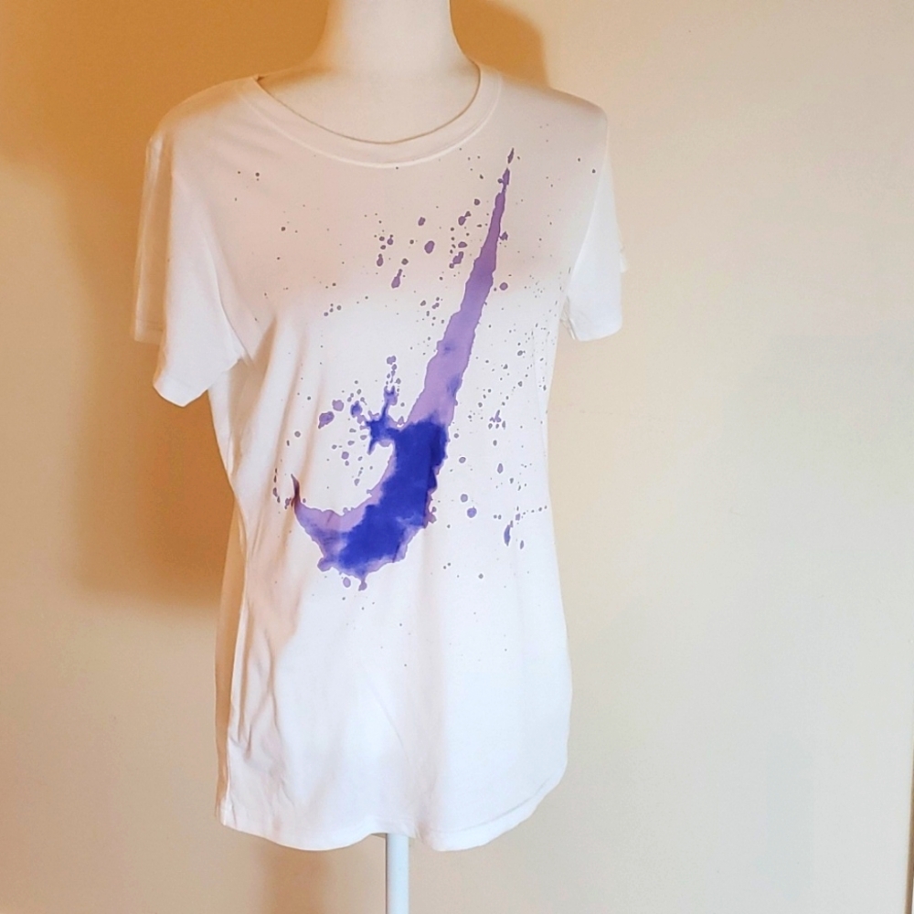 Nike White Tee with Purple Graphic